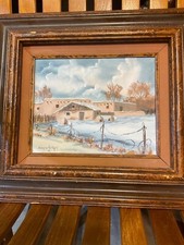 Vintage beautiful Painting Depiction Hagerman nm Homestead signed Jeanne le mon picture
