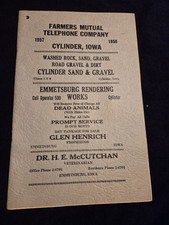 1957-58 Cylinder Iowa Telephone Directory Emmetsburg Fenton Depew Advertising picture