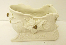 Vintage Elegant Porcelain Holly Christmas  Sleigh 5.5