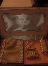 Heyco Romance of the Sea Vintage Vanity Set Collectible Gold Tone Box picture