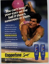 1993 Coppertone Sport Suntan Lotion Vintage Ad Shirtless Volleyball Player  picture