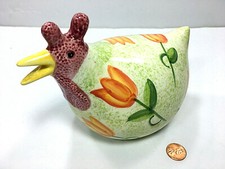 Vintage 1999 Ceramic Floral Rooster Hen Handpainted Figurine 5