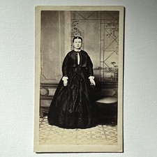 Antique CDV Photograph Beautiful Plus Size Young Woman Civil War Era Bath NY picture