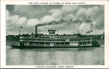 Ohio Valley Steamer Chris Greene Riverboat Portsmouth OH Postcard RPPC picture