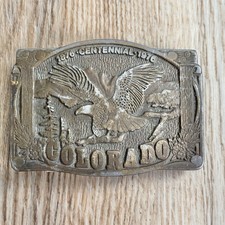 Vintage Colorado Centennial Eagle Belt Buckle CDC Metal Works Colorado USA 1975 picture