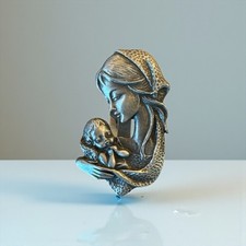 VINTAGE MARY WITH CHILD PEWTER Protectors Of the Road Sun Visor Clip picture