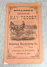 Antique Bullard's Improved Hay Tedder Farm Equipment Advertising Booklet C. 1871 picture