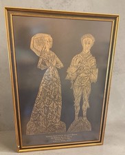 Vintage Monumental Brass Rubbing Dorothy Carnes FramedThomas Margret Peyton LRG picture