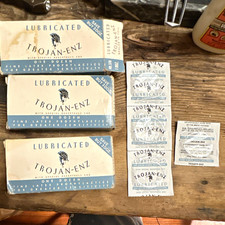 Vintage Trojan-ENZ Lubricated Fine Latex Prophylactics 1 Dozen (3 Boxes) picture