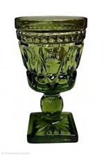 Vintage Indiana Avocado Green MINI Glasses Goblets Colony Park Lane (6x) 1970's picture