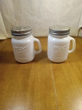 Mason Craft Milk Glass Country Style 4 oz. Salt And Pepper Shakers picture