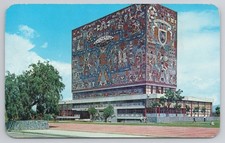 Vintage UNAM Central Library Juan O Gorman Stone Mural Mexico City Postcard 1984 picture