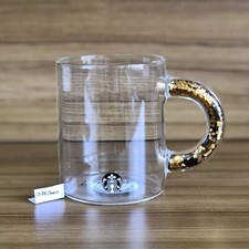Starbucks GENUINE Gold Glitter Confetti Handle Glass Mug 2020 HTF SKU TAG picture