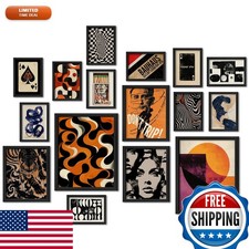 ANERZA 16 PCS Framed Retro 70s Wall Art Decor, Vintage Prints, Gallery Wall Set picture