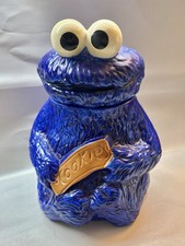 Cookie Monster Cookie Jar Ceramic Sesame Street Muppets Inc 1970s Vintage Lid picture