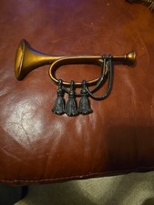 Sexton Hand Painted Civil War Bugle Metal Wall Art Plaque Americana Vintage picture