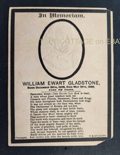 1898 antique WILLIAM EWART GLADSTONE death MEMORIAL CARD prime minister picture