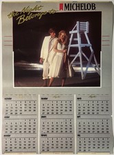 1987 MICHELOB Beer Poster & Calendar - “The Night Belongs to Michelob” - 28x20 picture