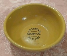 Antique Watts Yellowware Mixing Bowl Advertising Artesain Grain Co. Ben M. Cope picture