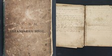 c1880s antique HANDWRITTEN DESSERT COOKBOOK in CWBM LEDGER picture