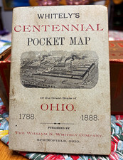 William N. Whiteley Co Centennial Pocket Map Great State of Ohio 1788-1888 picture