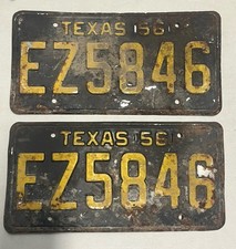1956 TEXAS LICENSE PLATE PAIR - EZ5846 ORIGINAL CONDITION picture