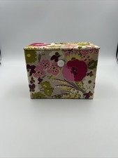 Vera Bradley Make Me Blush Fabric Recipe Box Button Closure With Recipes picture