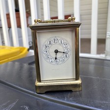 Antique Je Caldwell Case Clock Brass Movement Working Condition No Key picture