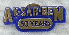Vintage Aksarben Ak-Sar-Ben “50 Years” Plastic Pin Omaha Nebraska NE picture
