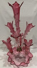 Epergne Victorian Steven’s & Williams Cranberry 7 Flutes  picture