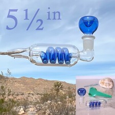 5½  inch Clear Tube Blue Glass Hand Pipe & 14mm Bowl  & EZ Loader  CTBlF picture