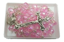 Catholic Pink Jerusalem Crystal Rosary picture