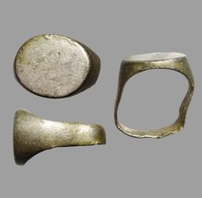 Knight Templar Antiquity Crusader Period Solid Silver Ring Jerusalem Find 1200AD picture