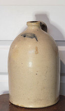19th C MC Webster & Son Hartford 2-Gal Salt Glazed Stoneware Handled Beehive Jug picture