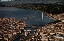 Geneva Switzerland Aerial view vintage postcard b622 picture