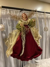 Mark Roberts Elegant Flying Angel Tall Red Velvet 34” Tall RARE 1 Of 1 Limited picture