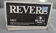 NEW Vtg 1980s Revere Cookware 1 QT Saucepan Pot 1401 Copper Bottom SS with Lid  picture