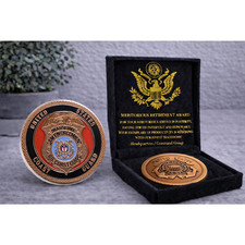2 pcs US COAST GUARD MARITIME LAW ENFORCEMENT Challenge Coin w/ Retirement Award picture