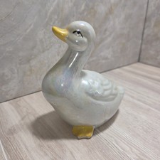 Handpainted Lusterware Porcelain Duck Figurine MCM China Iridescent Pearlized picture