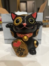 2011 Summit Collection Maneki Neko Resin Black Lucky Cat Figurine 3.7