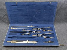 VINTAGE Kern Aarau Swiss 10-piece Drafting Compass Set in Case ~ 3 Missing picture