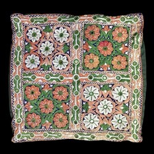 VTG Boho Embroidered Mirror Work Pillow Cover Indian Global Tribal Case 15x13 picture