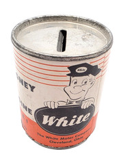 White Motor Company Motor Oil Bank 3” White Trucks Advertising Vintage picture