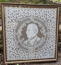 Antique William McKinley Portrait Lace Doily Tablecloth Commemorative 34