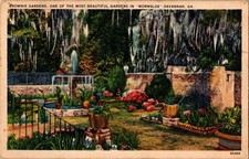 Postcard Savannah GA Brownie Gardens most beautiful in Wormsloe Georgia picture