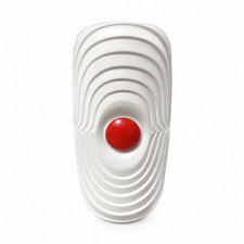 Vintage KPM Bavaria Op Art White Porcelain Vase with Red Sphere, West Germany picture