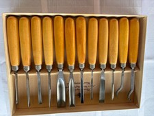 Vintage Henry Taylor Acorn 12 pc Woodcarving Tool Set Sheffield England Blue Box picture