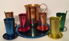Vintage Emson-Ware Aluminum Beverage Set Anodized Lustrous Colors with Box-NICE picture