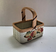 Teleflora Ceramic Basket Planter w/ Handle, Fall Color Theme, VG Condition picture
