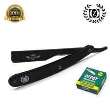 MEN BARBER (BEARD) CUT THROAT SHAVETTE STRAIGHT SHAVING RAZOR 100 DERBY BLADES picture